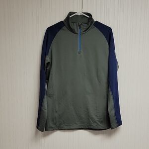 Rossignol Blue and Green Logo Pullover 1/4 Zip, Men's Large Baselayer Ski